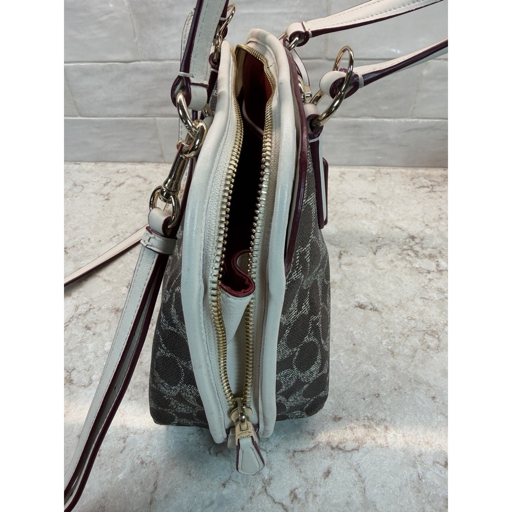 Coach Prince Street Satchel Handbag, 35159, Saddle Chalk W/ Red Highlights - Picture 4 of 10